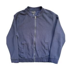 H&M Navy Blue Full-Zip Bomber Jacket - Size XL Mens